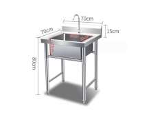 ซิงค์สแตนเลส1หลุม เกรด304 หนา 1.2 มิล ขนาด 70*70*80+15ซม.