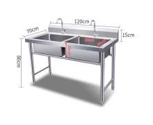 ซิงค์สแตนเลส2หลุม เกรด304 หนา 1.2 มิล ขนาด 70*120*80+15ซม. 0