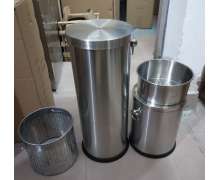 ถังขยะสแตนเลสมีใส้กรอง ขนาด 23*57 ซม.