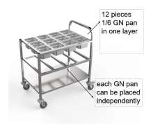 รถเข็นสแตนเลส3ชั้น 24ถาด + 1 ชั้น ถาดGN1/6 พร้อมถาด12ใบ