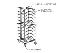 รถเข็นจาน แร็คเสียบจานแบบมีล้อ 80 ใบ 600*600*1610 mm.Plate rack trolley สแตนเลส ใช้งานด้านอาหารได้ (สั่งขั้นต่ำ2ชิ้น)