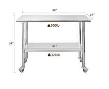 โต๊ะสแตนเลสมีล้อ2ชั้น ชั้นล่างปรับได้ รับน้ำหนักได้ 250 กก