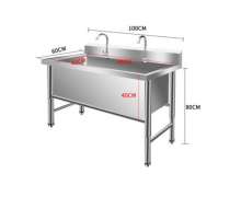ซิงค์สแตนเลส1หลุม 2 ก็อก ขนาด 100*60 สูง 80 ซม. อ่างลึก 40 ซม.หนา 1.2 มิล, 0