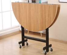 โต๊ะกลมพับเก็บได้ โต๊ะoval table  โต๊ะกลมรูปไข่ มี 4 ขนาด ให้เลือก พื้นผิวสีไม้