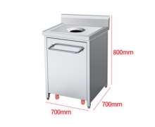 โต๊ะเคลียร์เศษอาหาร 1 ช่อง สแตนเลส 304 หนา 1.2 มิล  ขนาด 70*70 สูง 85+15 ซม.