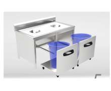 โต๊ะเคลียร์เศษอาหาร 2 ช่อง สแตนเลส 304 (หนา1.2มิล)ขนาด 70*120 สูง 85+15 ซม. 0