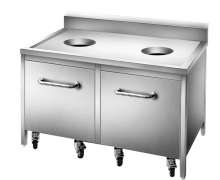 โต๊ะเคลียร์เศษอาหาร 2 ช่อง สแตนเลส 304 (หนา1.2มิล)ขนาด 70*120 สูง 85+15 ซม.