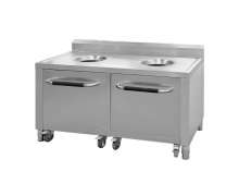 โต๊ะเคลียร์เศษอาหาร 2 ช่อง สแตนเลส 304 (หนา1.2มิล)ขนาด 70*120 สูง 85+15 ซม.