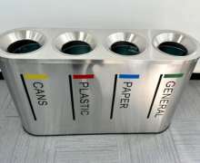 ถังขยะสแตนเลสแยกประเภทขยะ 4 ช่องสแตนเลส 201 ขนาด 1380*360*760mm