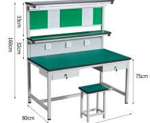 โต๊ะทำงานเหล็กปูพื้นสีเขียว โต๊ะช่าง