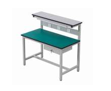 โต๊ะปฎิบัตการ โต๊ะทำงานเหล็กปูพื้นสีเขียว มีหลอดไฟ ปลั๊กไฟ มีลิ้นชัก  0