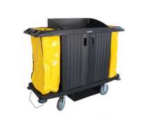 รถเข็นเมด ขนาด1615x545x1280 mm.รถเข็นแม่บ้านพลาสติกมีประตู  F4-2-3  Maid Trolley 