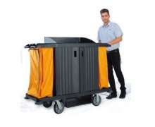 รถเข็นเมด ขนาด1615x545x1280 mm.รถเข็นแม่บ้านพลาสติกมีประตู  F4-2-3  Maid Trolley 