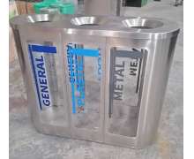 ถังขยะสแตนเลสใส3ช่อง ขนาด1000*350*830mm  mm สแตนเลส 201 หนา 1.0 มิล บรรจุ 60 ลิตรต่อช่อง