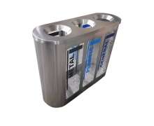 ถังขยะสแตนเลสใส3ช่อง ขนาด1000*350*830mm  mm สแตนเลส 201 หนา 1.0 มิล บรรจุ 60 ลิตรต่อช่อง