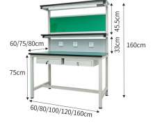 โต๊ะปฎิบัตการ โต๊ะทำงานเหล็กปูพื้นสีเขียว มีหลอดไฟ ปลั๊กไฟ มีลิ้นชัก 