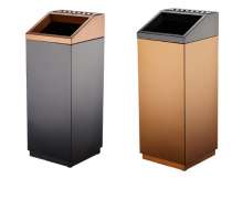 ถังขยะสแตนเลสพรีเมี่ยม ไม่ทิ้งรอยนิ้วมือ มีถังด้านใน วางเรียงเป็นถังขยะแยกประเภทขยะ ติกสติกเกอร์ตามแบบลูกค้าได้