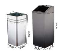 ถังขยะสแตนเลสพรีเมี่ยม ไม่ทิ้งรอยนิ้วมือ มีถังด้านใน วางเรียงเป็นถังขยะแยกประเภทขยะ ติกสติกเกอร์ตามแบบลูกค้าได้