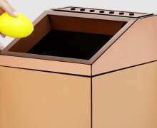 ถังขยะสแตนเลสพรีเมี่ยม ไม่ทิ้งรอยนิ้วมือ มีถังด้านใน วางเรียงเป็นถังขยะแยกประเภทขยะ ติกสติกเกอร์ตามแบบลูกค้าได้