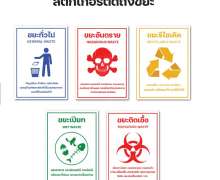 ถังขยะสแตนเลสแยกประเภทขยะ3ช่อง ติดกันติดสติกเกอร์แยกขยะ 