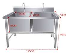 ซิงค์สแตนเลส ลึก 40ซม. อ่างล้างจานสแตนเลส1หลุม Sink stainless 2หลุม