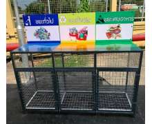 ถังขยะแยกประเภทขยะตาข่าย (ไม่รวมสติกเกอร์) ตะแกรงทิ้งขยะแบบเหล็ก