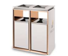 ถังขยะสแตนเลสพรี่เมี่ยม2ช่องสีบรอนซ์ ใช้ได้ทั้งในอาคารและนอกอาคาร โดนน้ำได้