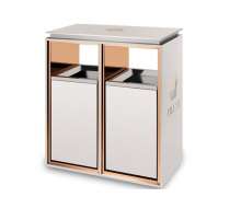 ถังขยะสแตนเลสพรี่เมี่ยม2ช่องสีบรอนซ์ ใช้ได้ทั้งในอาคารและนอกอาคาร โดนน้ำได้