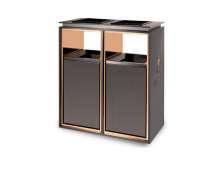 ถังขยะสแตนเลสพรี่เมี่ยม2ช่องสีดำ ใช้ได้ทั้งในอาคารและนอกอาคารโดนน้ำได้