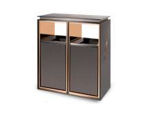 ถังขยะสแตนเลสพรี่เมี่ยม2ช่องสีดำ ใช้ได้ทั้งในอาคารและนอกอาคารโดนน้ำได้