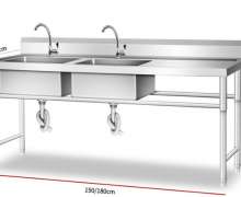 ซิงค์สแตนเลส 2หลุม ปีกวางของด้านซ้าย  ขนาด 150*60*80cm หนา 1.2 มิล