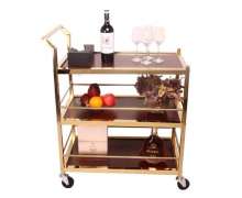 รถเข็นรูมเซอร์วิส3ชั้นสีทอง รถเข็นสแตนเลส3ชั้นสีทอง ขนาด 750*450*960mm 0