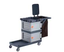 รถเข็นแม่บ้านพลาสติก 2 ประตู สีเทา 560*1300 สูง 960 mm. 0