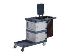 รถเข็นแม่บ้านพลาสติก 2 ประตู สีเทา 560*1300 สูง 960 mm.