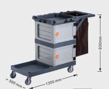 รถเข็นแม่บ้านพลาสติก 2 ประตู สีเทา 560*1300 สูง 960 mm.