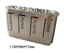 ถังขยะสแตนเลส4ช่องมีช่องทิ้งด้านบนมีฝาปิด  1130*280*710 mm 0