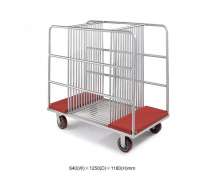 รถเข็นกระจกกลม โครงสแตนเลส พื้นสีแดง CW-007-6   ขนาด W 1000 x L1400 x H 1500  mm.ใส่กระจกได้ 60-120 ซม ได้จำนวน 14 แผ่น