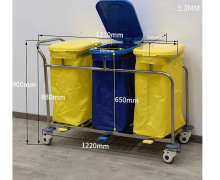 รถเข็นผ้าเปื้อน3ช่อง เท้าเหยียบเปิดฝา สแตนเลส 0