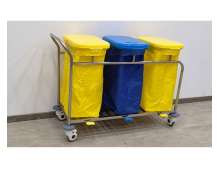 รถเข็นผ้าเปื้อน3ช่อง เท้าเหยียบเปิดฝา สแตนเลส