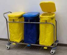 รถเข็นผ้าเปื้อน3ช่อง เท้าเหยียบเปิดฝา สแตนเลส