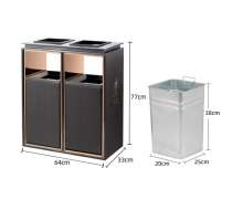 ถังขยะสแตนเลสพรี่เมี่ยม2ช่องสีดำ ใช้ได้ทั้งในอาคารและนอกอาคารโดนน้ำได้