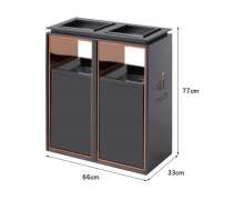 ถังขยะสแตนเลสพรี่เมี่ยม2ช่องสีดำ ใช้ได้ทั้งในอาคารและนอกอาคารโดนน้ำได้