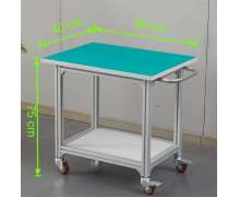 โต๊ะทำงานไลน์ผลิต อลูมิเนียมอัลลอย ปูพื้นทับด้วยแผ่นยางกันไฟฟ้าสถิต ESD สีเขียว ความหนา 2 mm