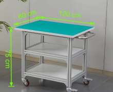 โต๊ะทำงานไลน์ผลิต อลูมิเนียมอัลลอย ปูพื้นทับด้วยแผ่นยางกันไฟฟ้าสถิต ESD สีเขียว ความหนา 2 mm