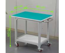 โต๊ะทำงานไลน์ผลิต อลูมิเนียมอัลลอย ปูพื้นทับด้วยแผ่นยางกันไฟฟ้าสถิต ESD สีเขียว ความหนา 2 mm