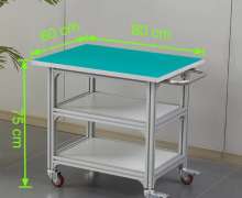 โต๊ะทำงานไลน์ผลิต อลูมิเนียมอัลลอย ปูพื้นทับด้วยแผ่นยางกันไฟฟ้าสถิต ESD สีเขียว ความหนา 2 mm