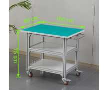 โต๊ะทำงานไลน์ผลิต อลูมิเนียมอัลลอย ปูพื้นทับด้วยแผ่นยางกันไฟฟ้าสถิต ESD สีเขียว ความหนา 2 mm