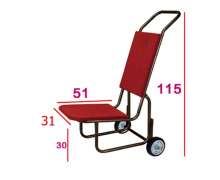 รถเข็นเก้าอี้จัดเลี้ยง เหล็กพ่นสีดำ ปูพรมสีแดง  รุ่น CW-016-3-0 ขนาด 31*51 สูง 115 ซม. 0