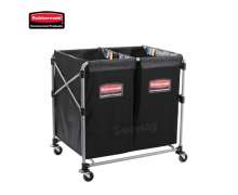 รถเข็นผ้ารับเบอร์เมด Rubbermaid  2 ช่อง ขนาด150ลิตรx2=300L 84*62*84 ซม. 0
