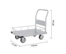 รถเข็นพื้นสเตนเลส พร้อมขอบกันตก มือจับข้างเดียวพับไม่ได้ รุ่น CW-079A-11-0 รับน้ำหนัก 620 กก.